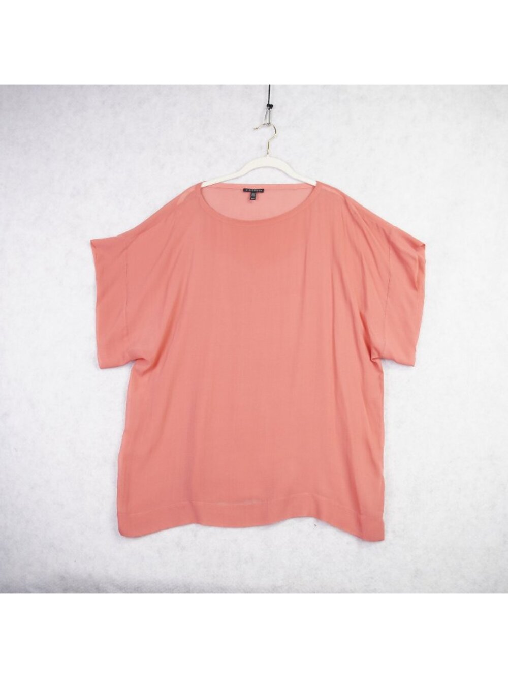 Eileen Fisher Womens Silk Pink Ombre Sheer Boxy Top With Inner Camisole Sz M